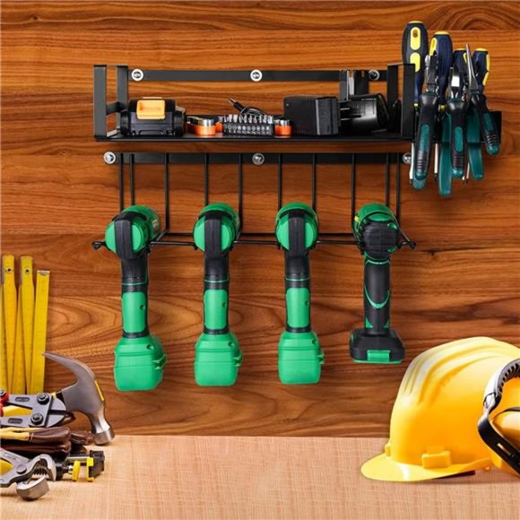 Power Tool Organizer, Heavy Duty Metal Tool Shelf, Drill Wall Mounted Storage